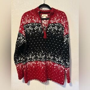 Tally Ho | Red and Black Knit Sweater | Size Large